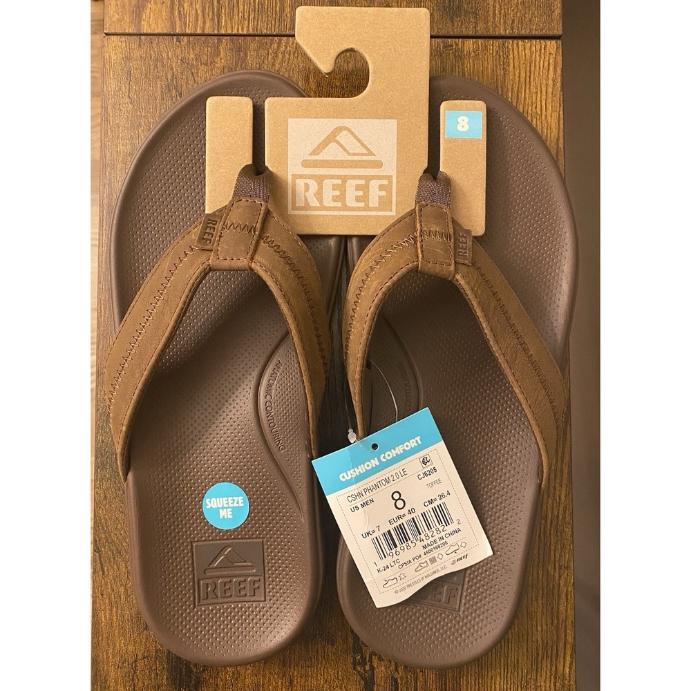 Reef Mens Cushion Phantom 2.0 LE Flip Flop Sandals Comfort Beach Toffee Size 8